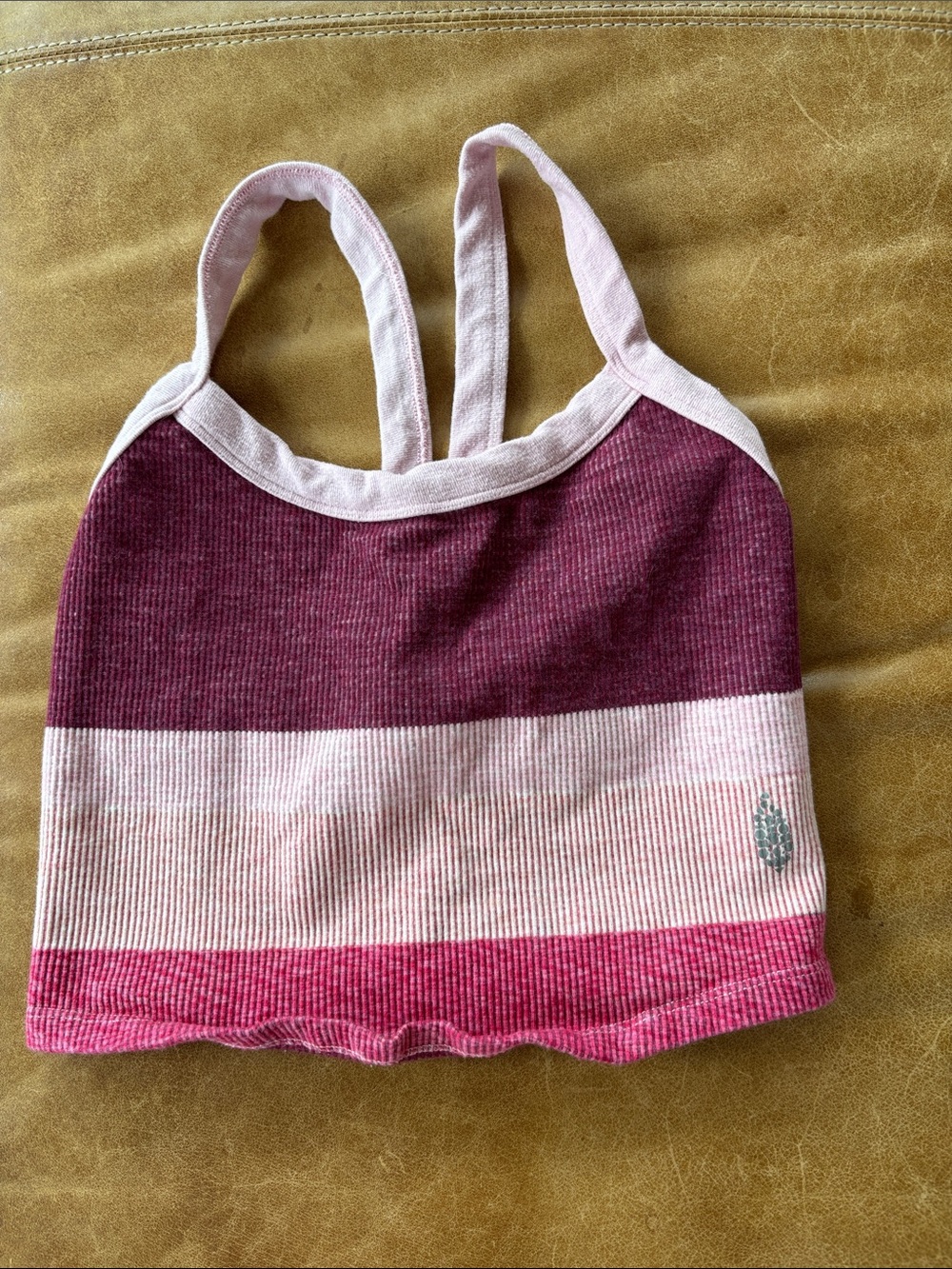 Striped Ribbed Tank Top in Pink and Burgundy